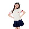 Girls' Color-Block Embroidered Short Sleeve T-Shirt