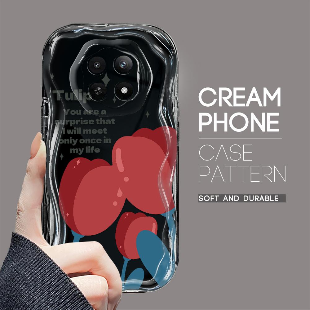 Cartoon Pattern Cream Texture Casing Wavy Edge Soft Silicone Cover Phone Case for OPPO Reno Realme OnePlus Vivo