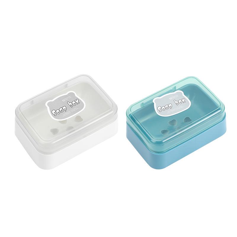 Compact Portable Soap Dish with Draining Flip Lid for Dorm and Home Bathrooms