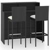 vidaXL 3-tlg. Gartenbar-Set mit Kissen Schwarz