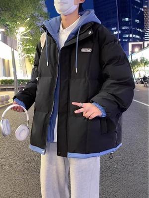 Men's 2025 New Style Winter Cotton Jacket: Thickened Two-Piece Look, Warm Padded Coat