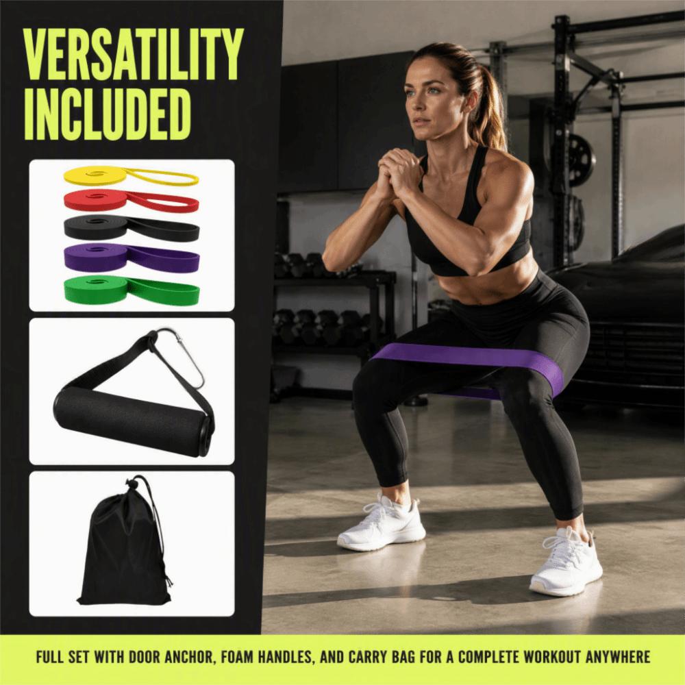9pcs Long Lasting Use Resistance Bands Set Yoga Stretching Bands Strength Training