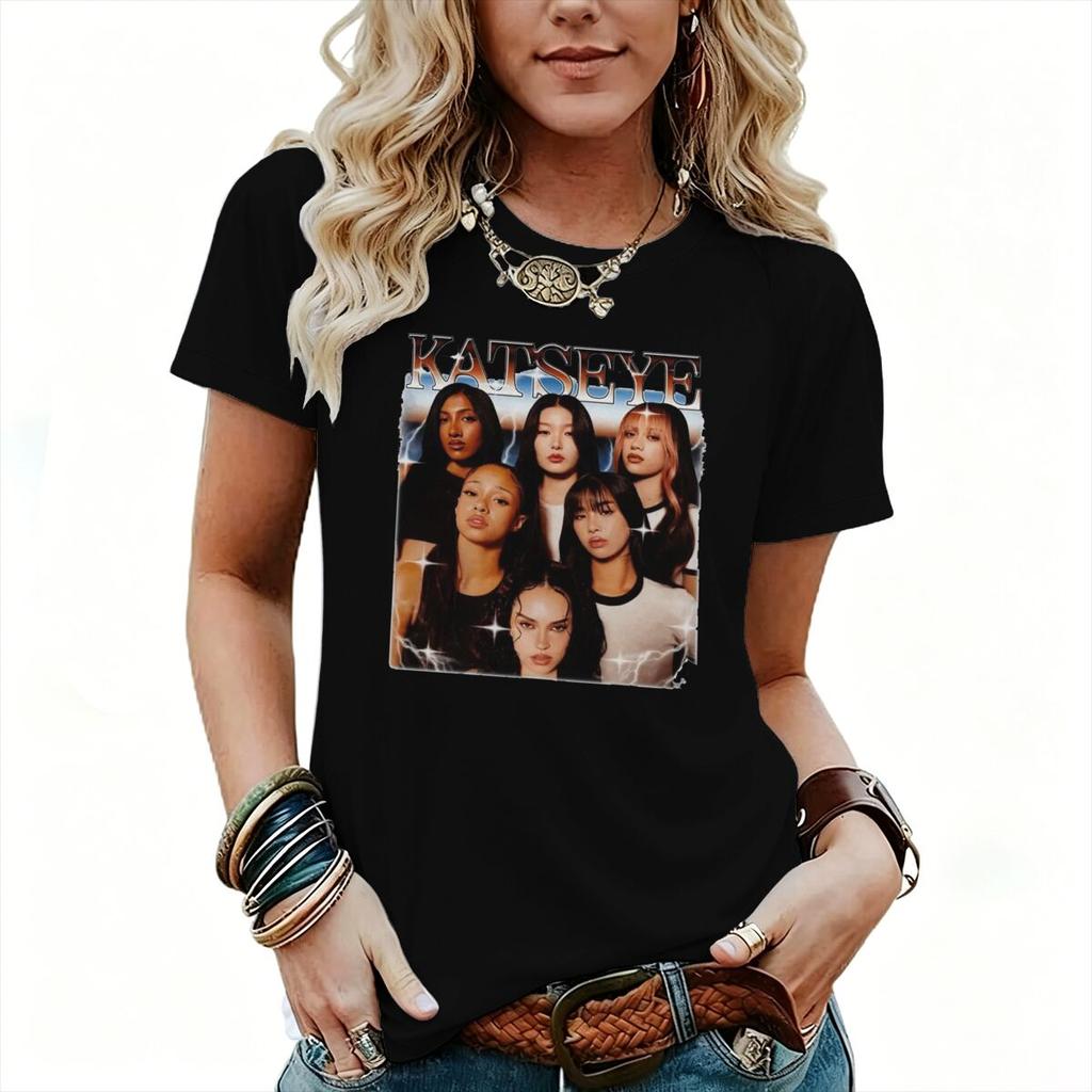 Vintage Girl Group Print Tshirt Short Sleeve Crew Neck Casual Top for Women Unisex Korean Ulzzang Trend Tshirts Fan Gifts