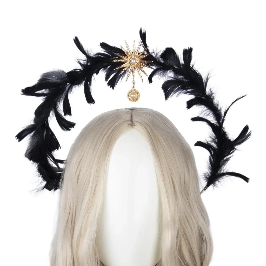 Halo Crown Headpiece Gothic Lolita KC Headdress Angel Feather Wings Halo Goddess Headband Headdress Accessories