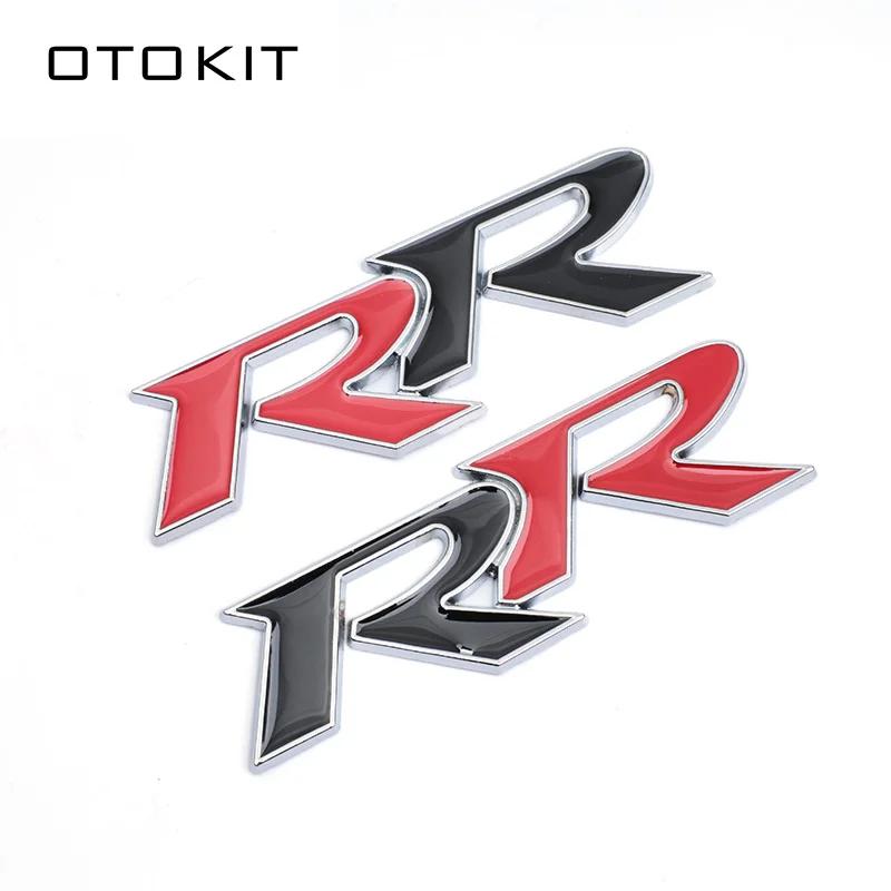 EGZK8 OTOKIT 3D Metal RR Logo Car Stickers Emblem Trunk Badge Decals for Honda RR Civic Mugen Accord Crv City Hrv