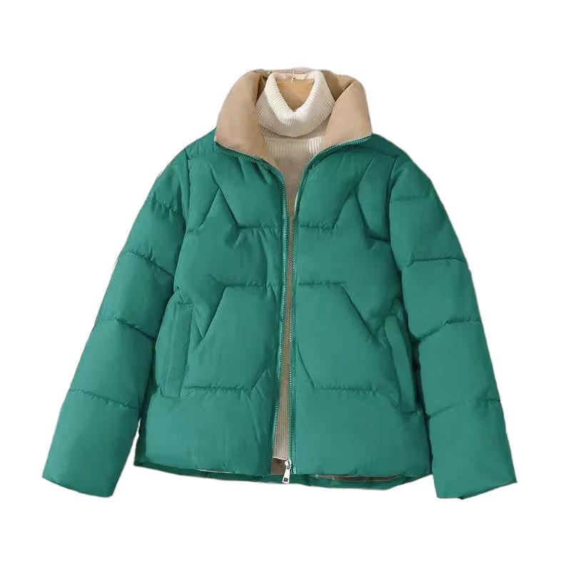 Short Cotton Womens Thickened Jacket Loose Fit Stand Collar Autumn Winter Fashion Outerwear Versatile Cotton Coat