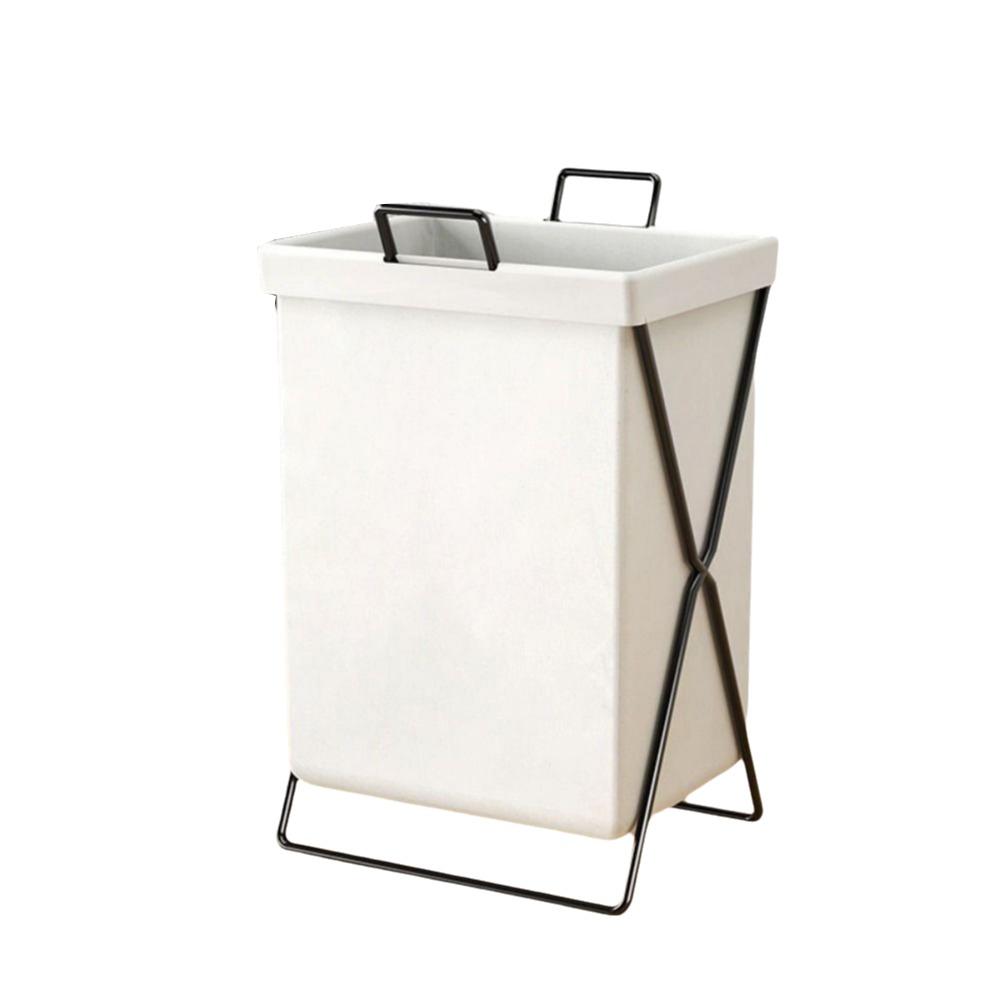 Large Capacity Dirty Clothes Basket Metal Frame Waterproof Folding Laundry Hamper Space Saving Heighten Bottom Closet Organizer