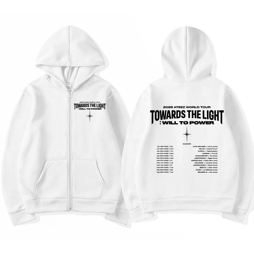 The 2025 World Tour Is Heading Towards Brightness, Featuring Zippered Hoodies for Men and Women, Kpop Long Sleeved Zippered Sportswear Jackets
