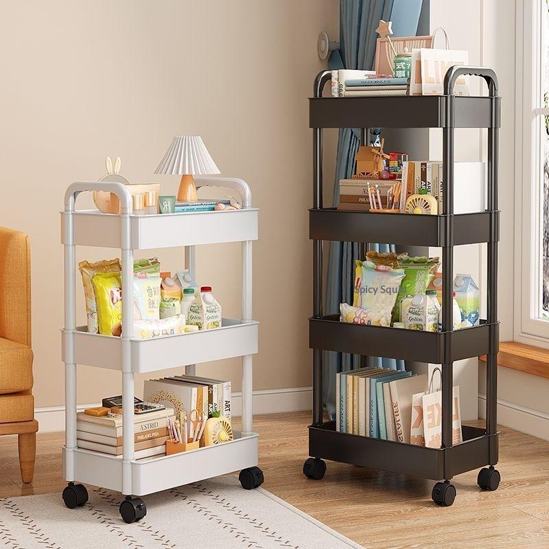 3/4 Tier Multi-Functional Household Trolley With Handle And Wheels To Move Bathroom Shelves Household Snacks Storage Rack