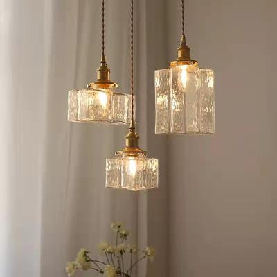 Japońska dekoracja domu szklana lampa wisząca Vintage mosiężna rustykalna lampa sufitowa LED do sypialni, stołu jadalnego, żyrandoli