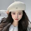 Women's Retro Japanese Style Straw Beret Spring and Summer Breathable Artist Hat Face-Slimming Woven Foldable Straw Hat