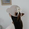 Women's two-color ribbon ball cap with plain pattern FW hat