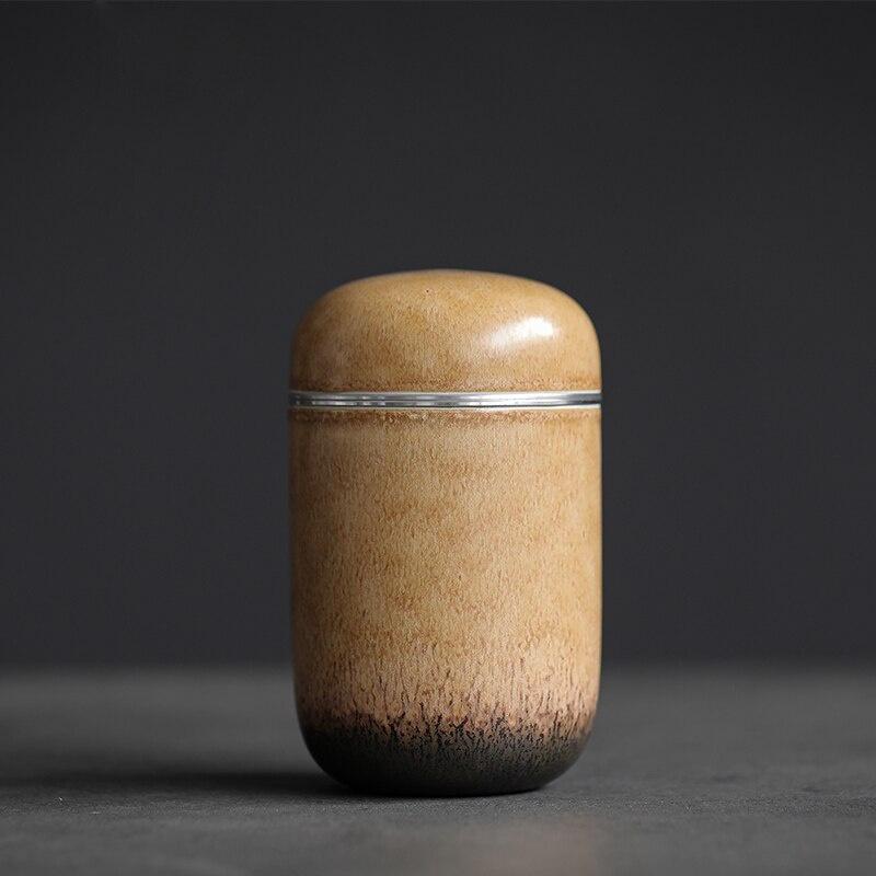 Kiln-transformed ceramic tea canister, small sealed jar, portable storage jar