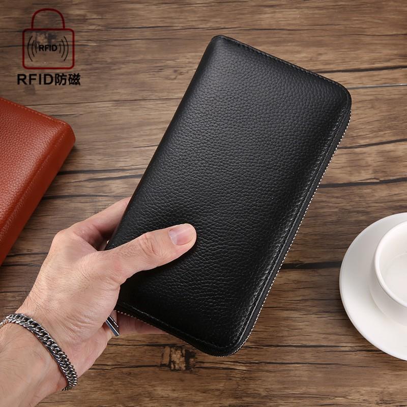 Genuine Leather RFID Blocking Card Holder Wallet Men Women Passport Case Key Organizer