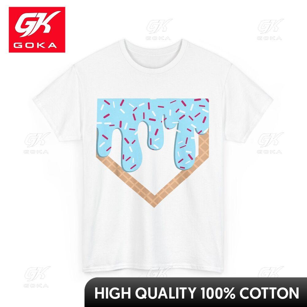Baseball Tshirt Baseball Ice Cream Dripping Baseball Fans Unique O Neck Cotton Fabric Graphic Tee Shirt Summer Style S