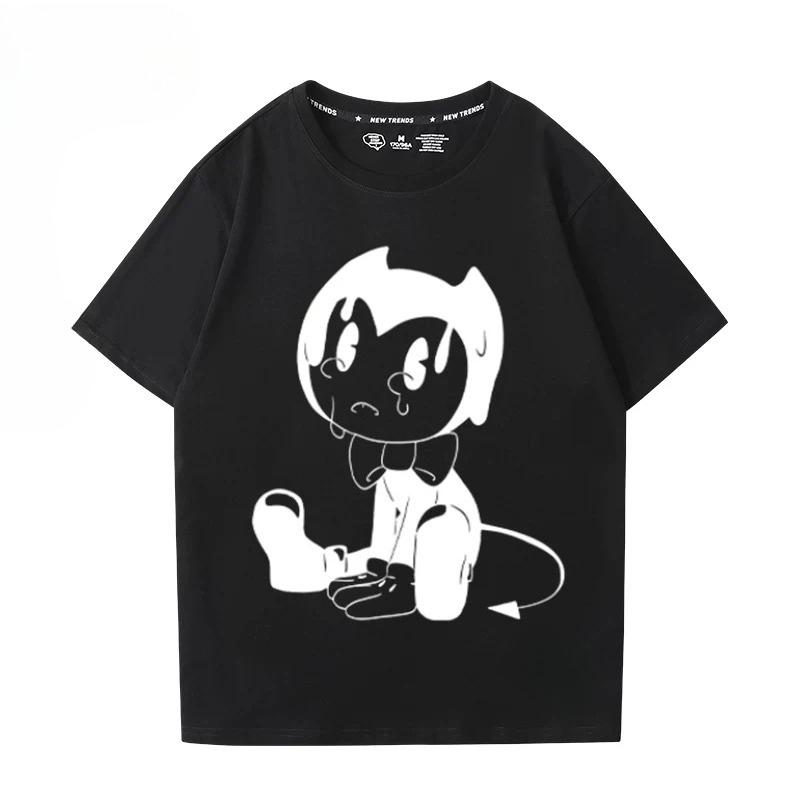 Bendy And The Ink Machine Game Tshirts Cotton Short Sleeve Oneck Female Tshirt Loose Cartoon Graphic Printing T Shirt Unisex