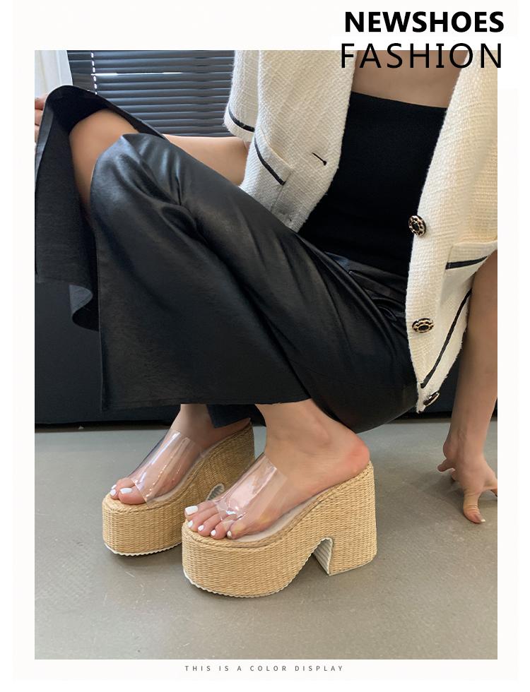 34-42 Large Slippers for Women, 12cm Ultra High Heel Sandals Platform Shoes for Women