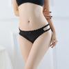 Sexy Embroidery Lace Stitching Briefs Solid Color Bowknot Decor See-through Mesh Thong Low-rise Ultra-thin Hollow Out Panties