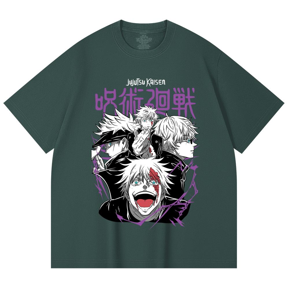 230 Gsm 100% Cotton Jujutsu Kaisen V3 Gojo Print Unisex Heavy Cotton T Shirt