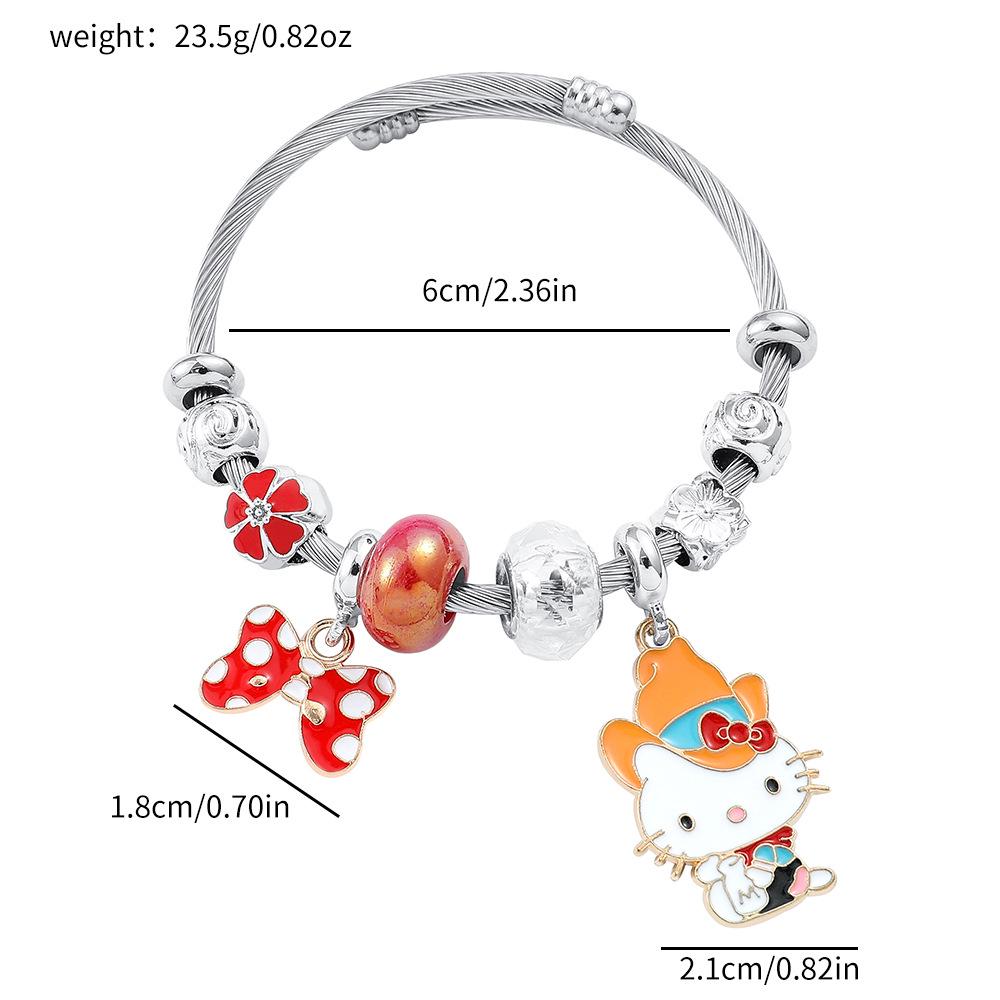 Hello Kitty Rosa Pandora Armband - Niedliches Cartoon-Katzen-Charme-Bügelarmband Schmuck