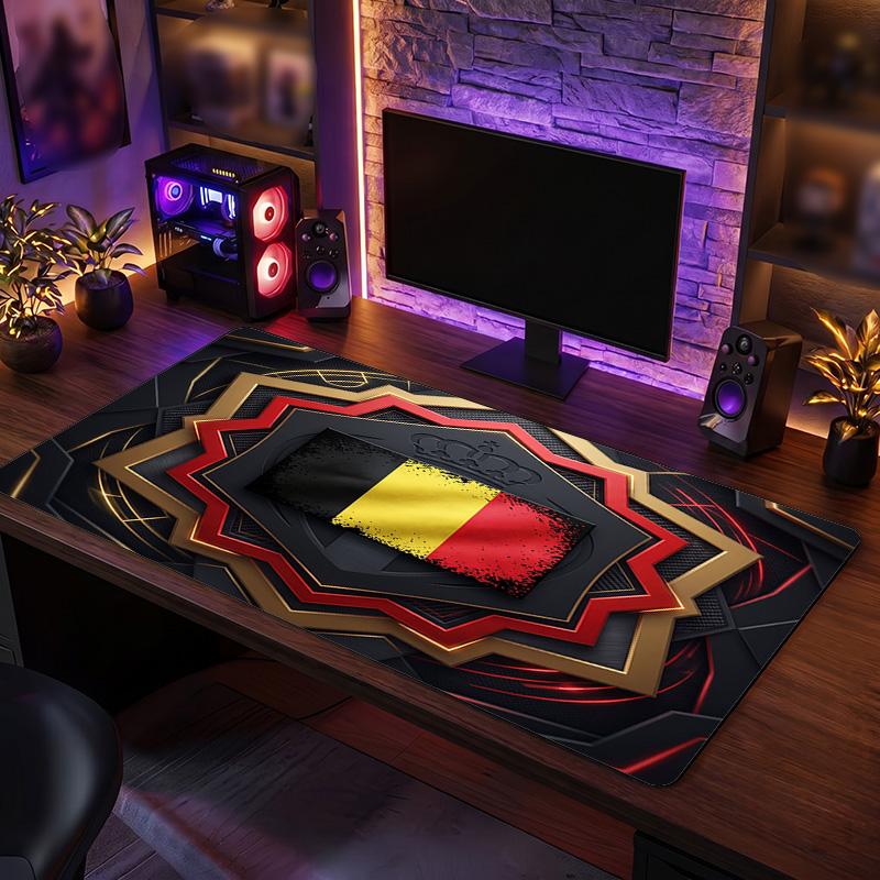 Belgium Football Crest Mouse Pad, Extended Non Slip Rubber Desk Mat for Gaming Office Laptop Fan Gift