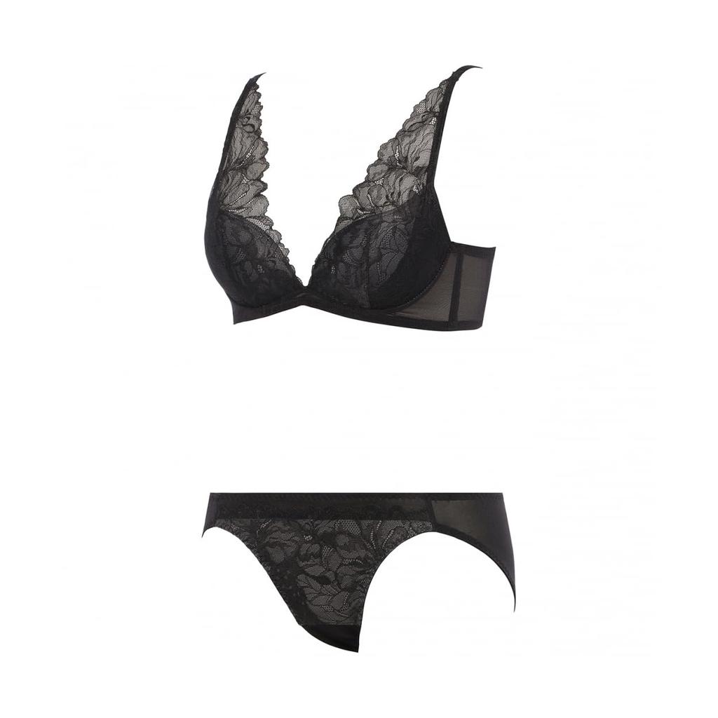 AMOSTYLE BY Triumph Cloud Fluffy Bra Panty Blossom Whisper M014 Size C70M & Set, (Black),