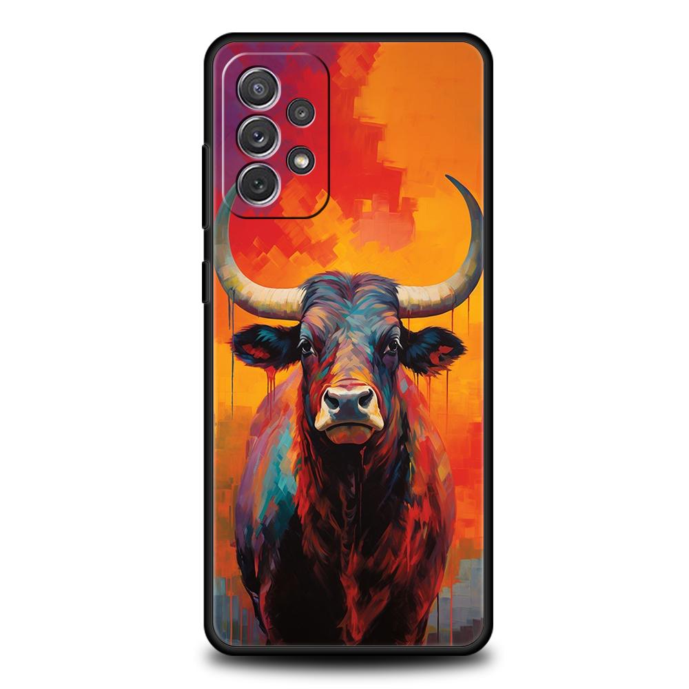Phone Case For Samsung Galaxy A15 A13 A35 A55 A51 A71 A41 A31 A21S A03S A05 A17 A23 A25 A33 A53 A73 5G A07 4G Cover Bull Animal
