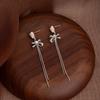 Tulip Flower Bow Long Tassel Diamond Stud Earrings Gentle Temperament Generous Earrings Sweet Earrings