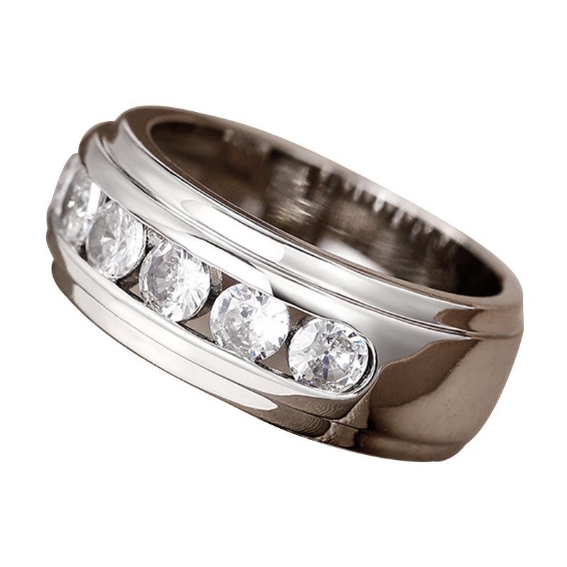 Men's wedding ring, light luxury niche INS hip-hop zircon index finger ring for men