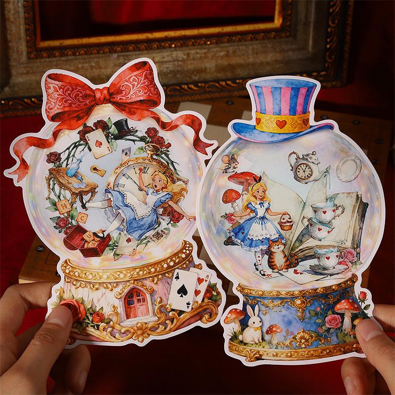 Alice's Wonderland Scenery Stickers: Crystal Ball, Journal Miniatures, DIY Decoration Pack