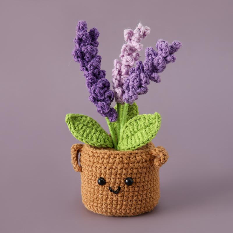 Wheat Crochet Flowers with Kintted Potted Creative Crochet Plant Bookshelf Decor Graduation Gift Photo Props