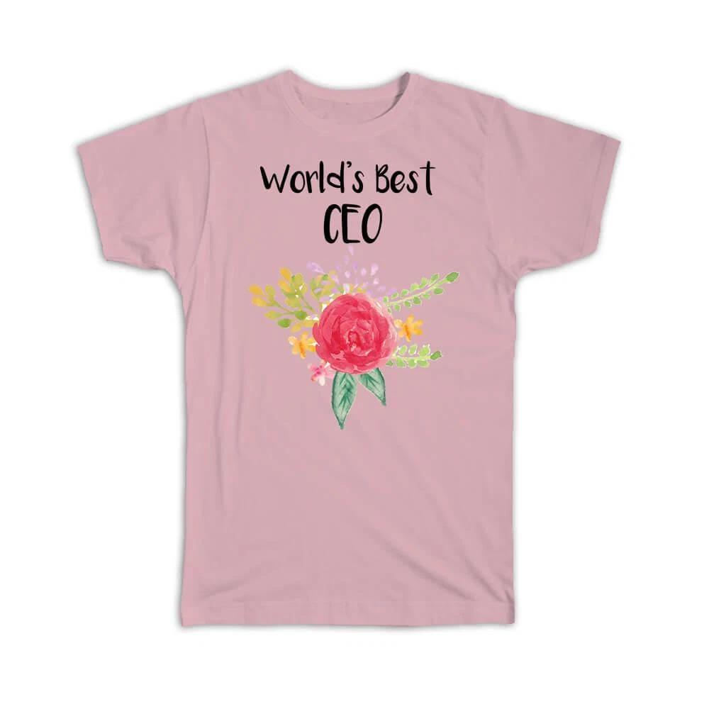 Gift T-Shirt : Worlds Best CEO Work Job Cute Flower Christmas Birthday L