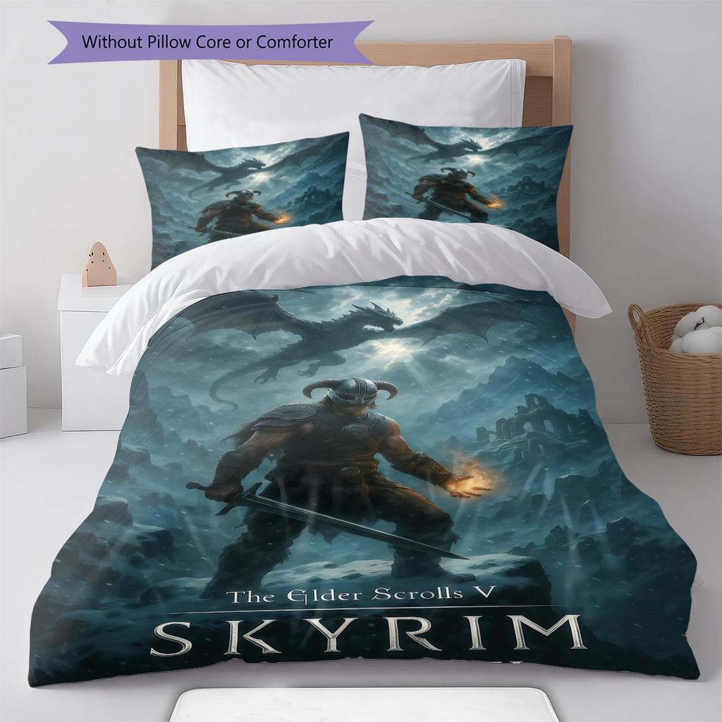 Tamriel Bedding Quilt Set Quilt Cover Pillowcase Home Decoration Birthday Gift (1 * duvet cover + 2 * pillowcase, without core)