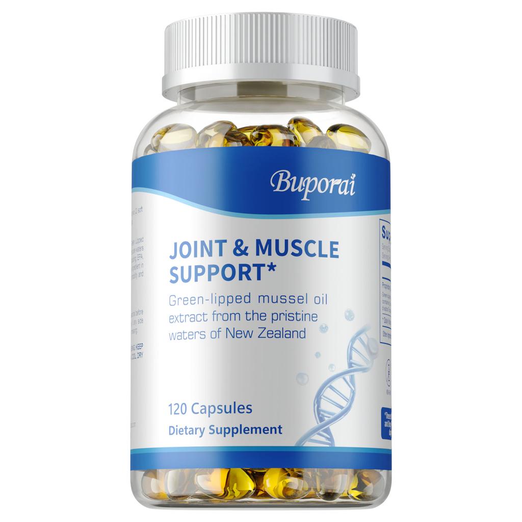 Capsules d'huile de moule à lèvres vertes de haute pureté, nutrition naturelle, soutient la santé des articulations, convient aux sports et à l'exercice, pour adultes.
