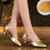 Moda Damskie Buty Moda Wygodne Buty do Tańca Latynoamerykańskiego Czółenka dla Kobiet Brokatowa Skóra Zamknięty Nosek Buty z Miękką Podeszwą But Tango Ballroom