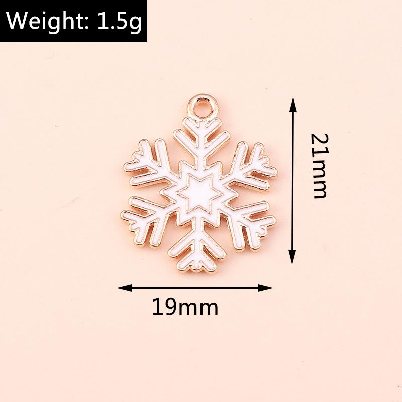 10pcs 19x21mm Enamel Winter Snowflake Charms for Jewelry Making New Year Christmas Earrings Pendant Necklaces DIY Craft Supplies