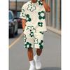 Set Elegante da Uomo con T-shirt e Pantaloncini a Fantasia Floreale, Perfetto per Uscite Estive, Ideale per Coppie, Comodo da Indossare