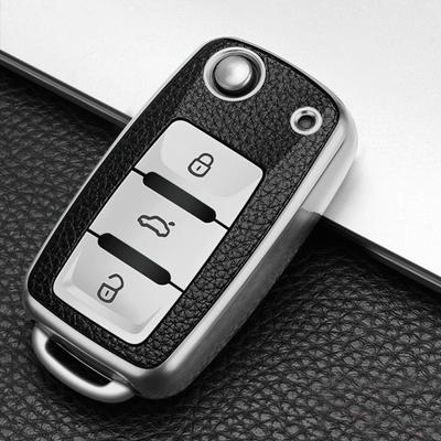 TPU Lederen Autosleutel Case Cover voor Volkswagen VW Golf 4 5 6 Jetta Polo Passat Skoda Superb Octavia Fabia Seat Ibiza Leon