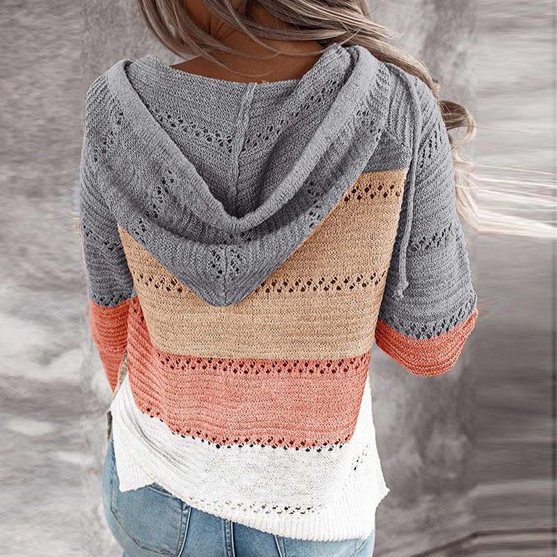 2026 Herbst Winter Damen Kapuzen-Strickpullover, Oversized Drop Shoulder Lässiger Pullover mit Weichem Garn, Urban Street Style Top für Loungewear