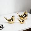 Golden Ceramic Bird Figurine Decor for Shelf Table Centerpiece