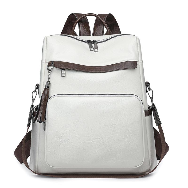 New soft leather backpack retro leather women's casual backpack large capacity multi-compartment women's bag backpack