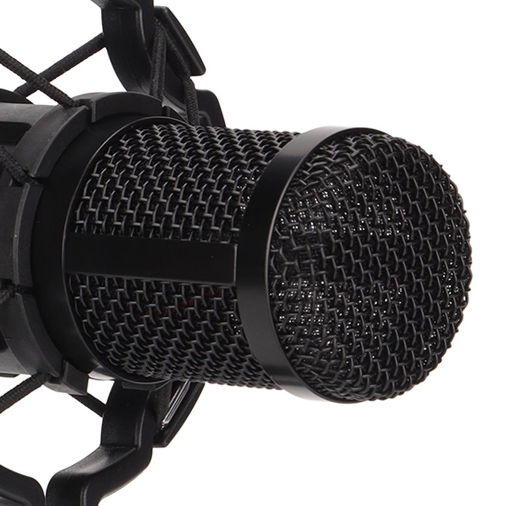 Wired Condenser Microphone XLR to 3.5mm Professional Broadcast Recording Mic with Shock Mount for PC Laptop