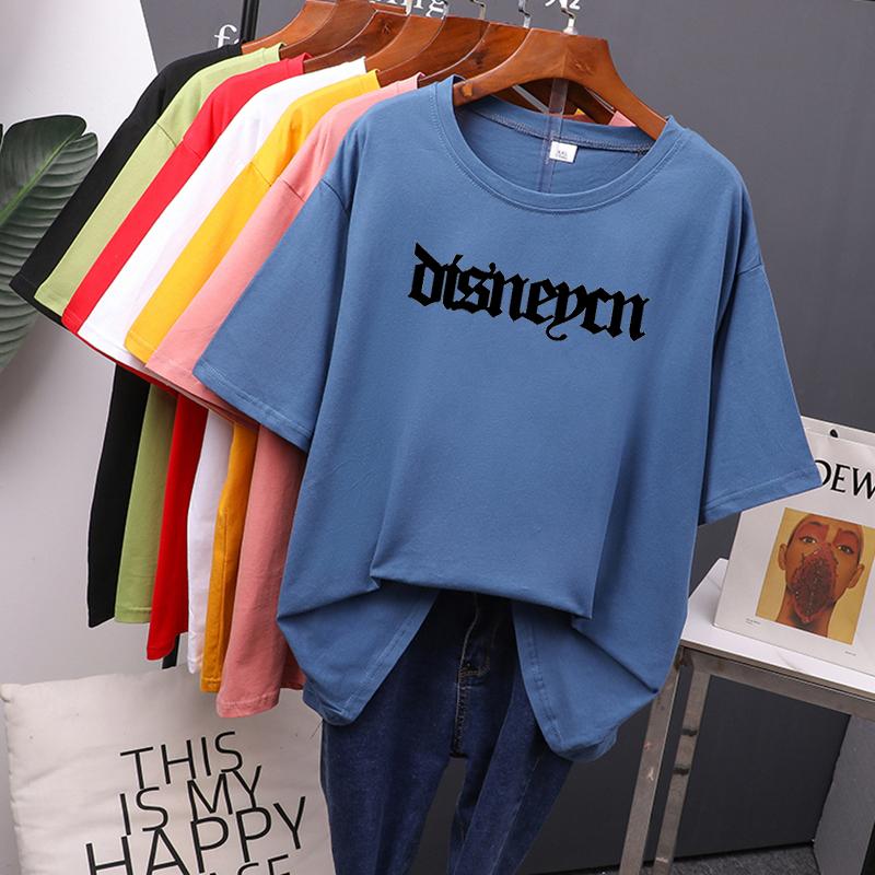 

TWINFLAMES Alphabet Clothes Women Oversized Cotton Tees Summer New Printed T Shirt Soft Female Jumper Top M темно-синього кольору
