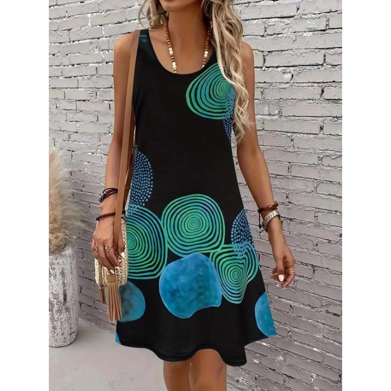2025 Vestito con Spalline Stampa Digitale Transfrontaliera Vestito Gilet Gonna Lunga Moda Donna Gonna Vestito Vita Normale Origine Cina