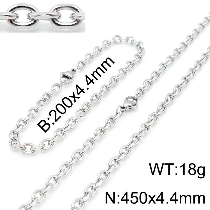 

Trend Stainless Steel Too-Angle Chain Bracelet, Minimalist Style O-Word Trimmed Chain, Lobster Buckle Men S And Women S Necklace Set bracelet 20cm