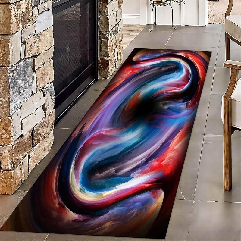 Color Abstract Vortex Runner Rug Soft Non-slip Home Floor Decor Carpet for Hallway Playroom Living Room Bedroom Decor Mat