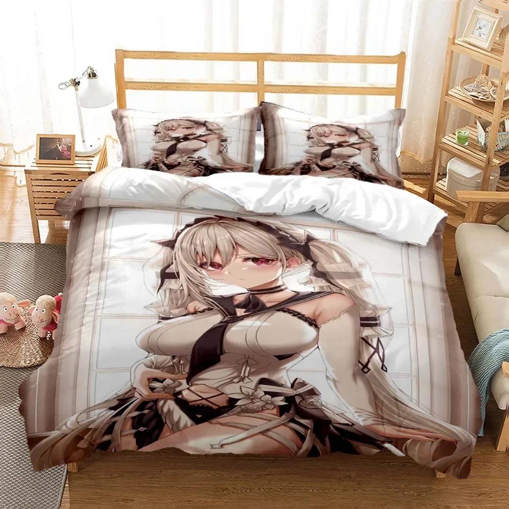 Sexy anime beauty Digital Print Comfortable Duvet Quilt Cover Pillowcase Bedding Set Children Bedroom Decoration Home Textile