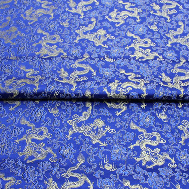 Chinese Traditional Embroidered Silk Brocade Dragon Pattern Fabric Tang Suit Hanfu Cheongsam Kid Wear Pillow Decoration Handmade