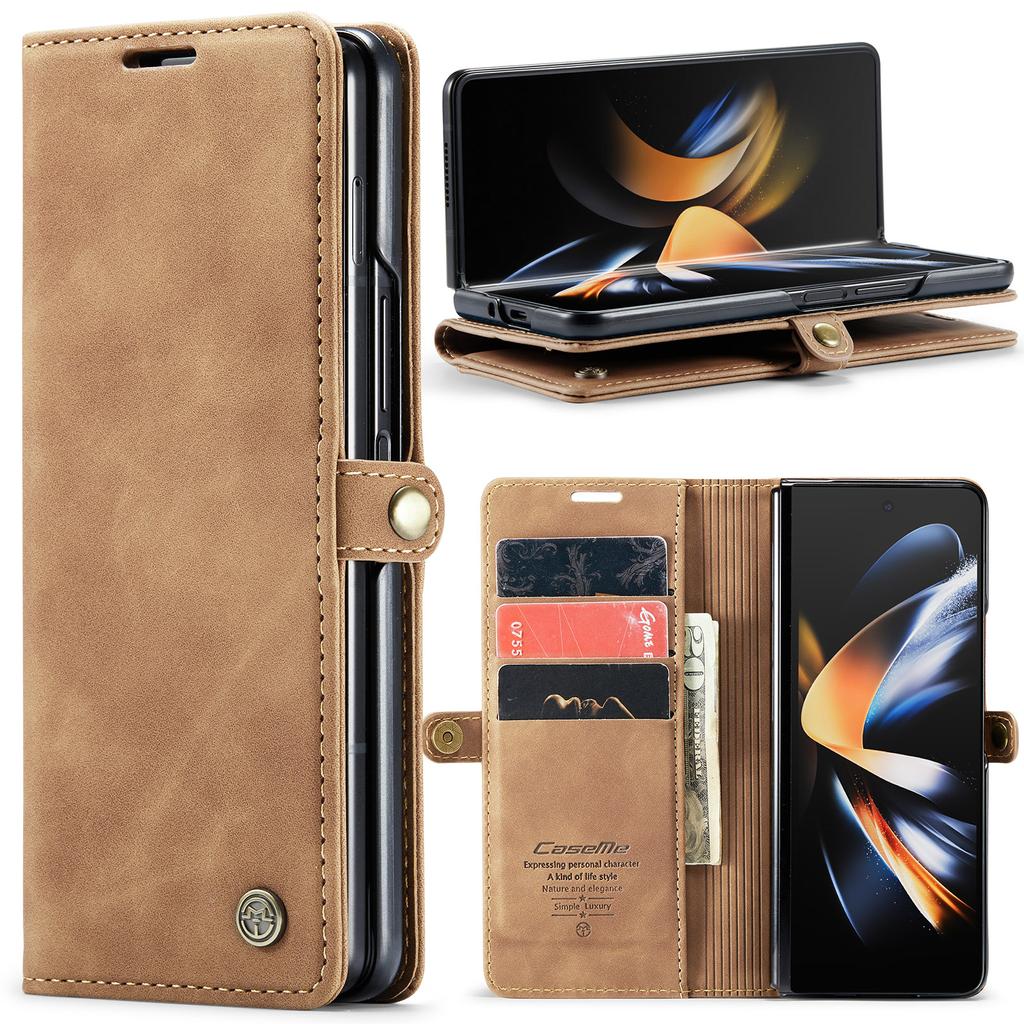Kožená peněženka s plným krytem a slotem pro karty pro Samsung Galaxy Z Fold 4 Fold4 Zfold4 5g, skládací kryt s protiprachovou úpravou