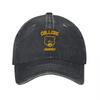 College Drop Out Bear Logo Washed Cotton Baseball Cap Classic Fit Unisex Adjustable Hat Black With Yellow Embroidery